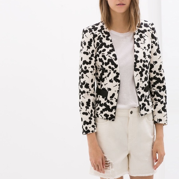 zara black and white blazer